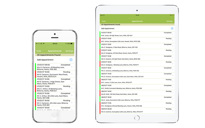 Arb Quotes Add Appoinments screen