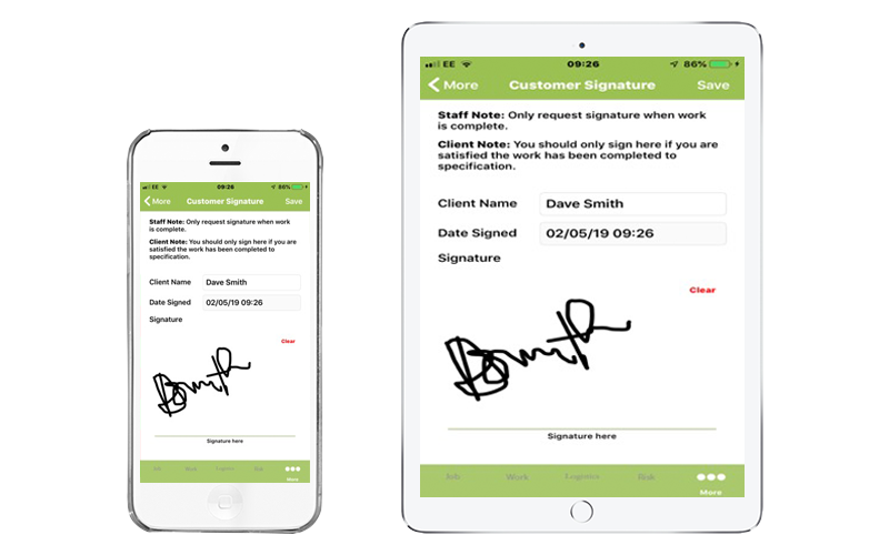 Arb Work Customer Signatures