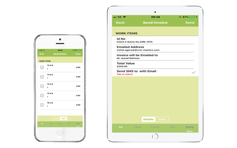 Arb Work App Invoice from Site
